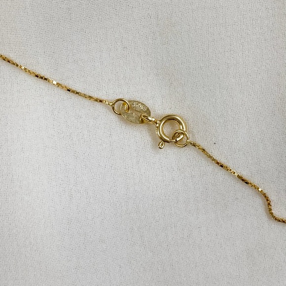 Single Bezel Sterling 925 Gold Dainty Necklace - Picture 6 of 12